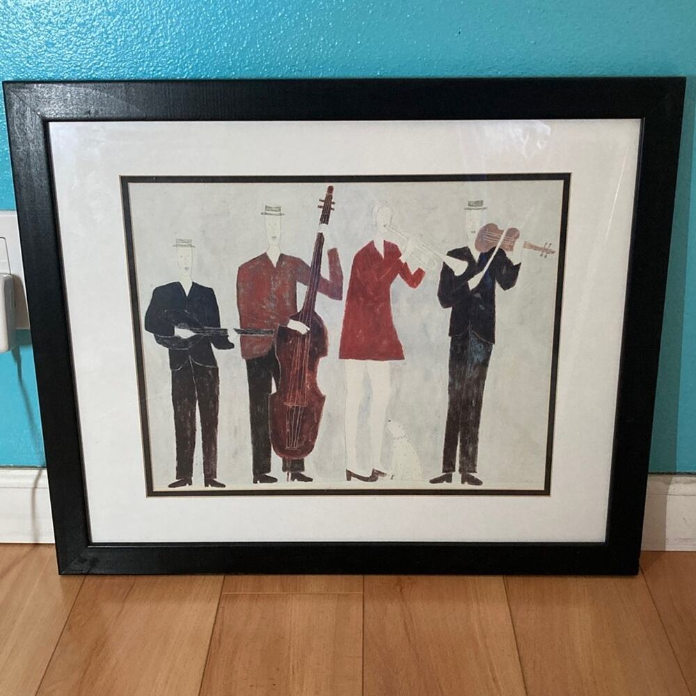 Framed Art Print with Musicians by Annora Spence 22” Wide x 18.3” Tall